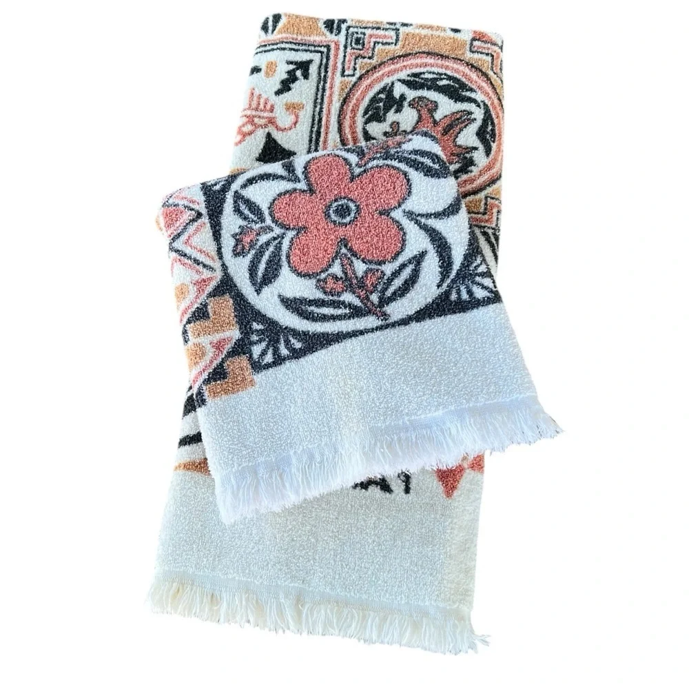 VTG Bibb Pueblo de Cochiti Fringed Towel Set The First Americans Cotton 70s GUC